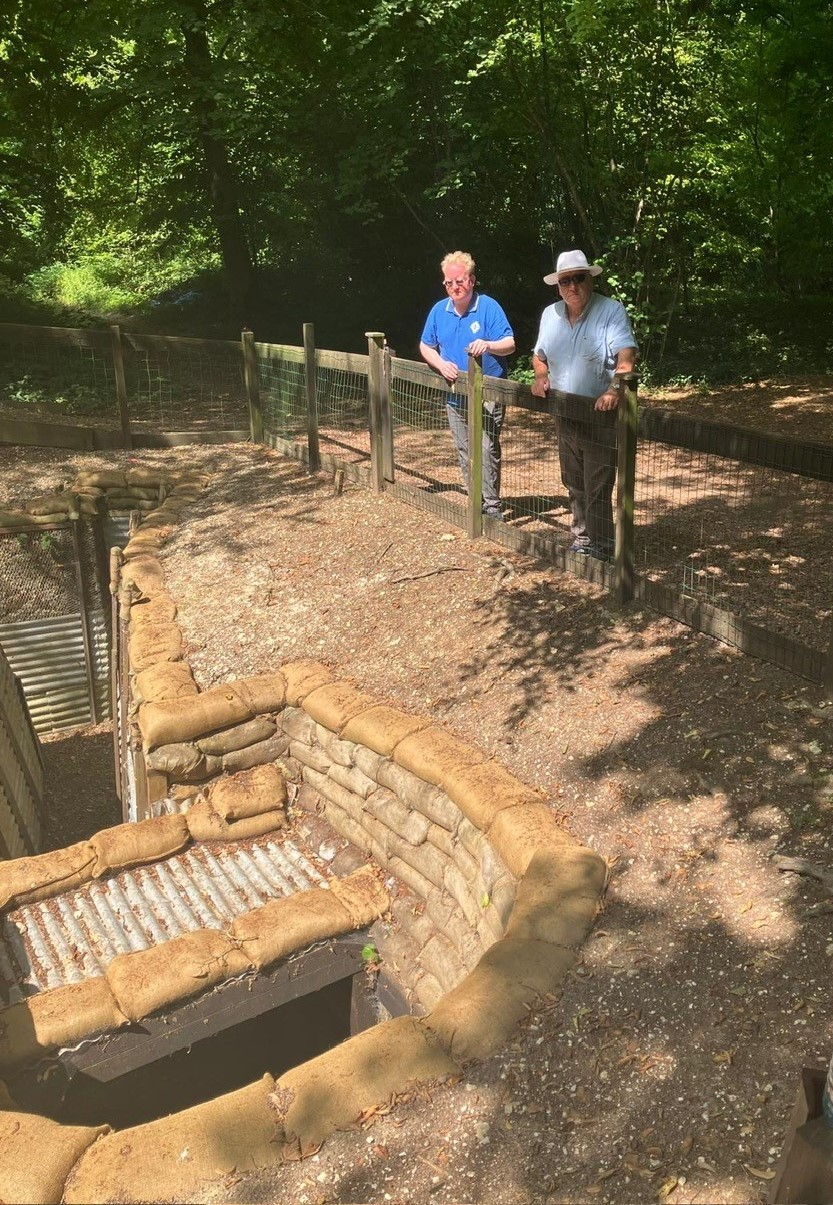 The council delegation at the preserved trenches in Thiepval Wood